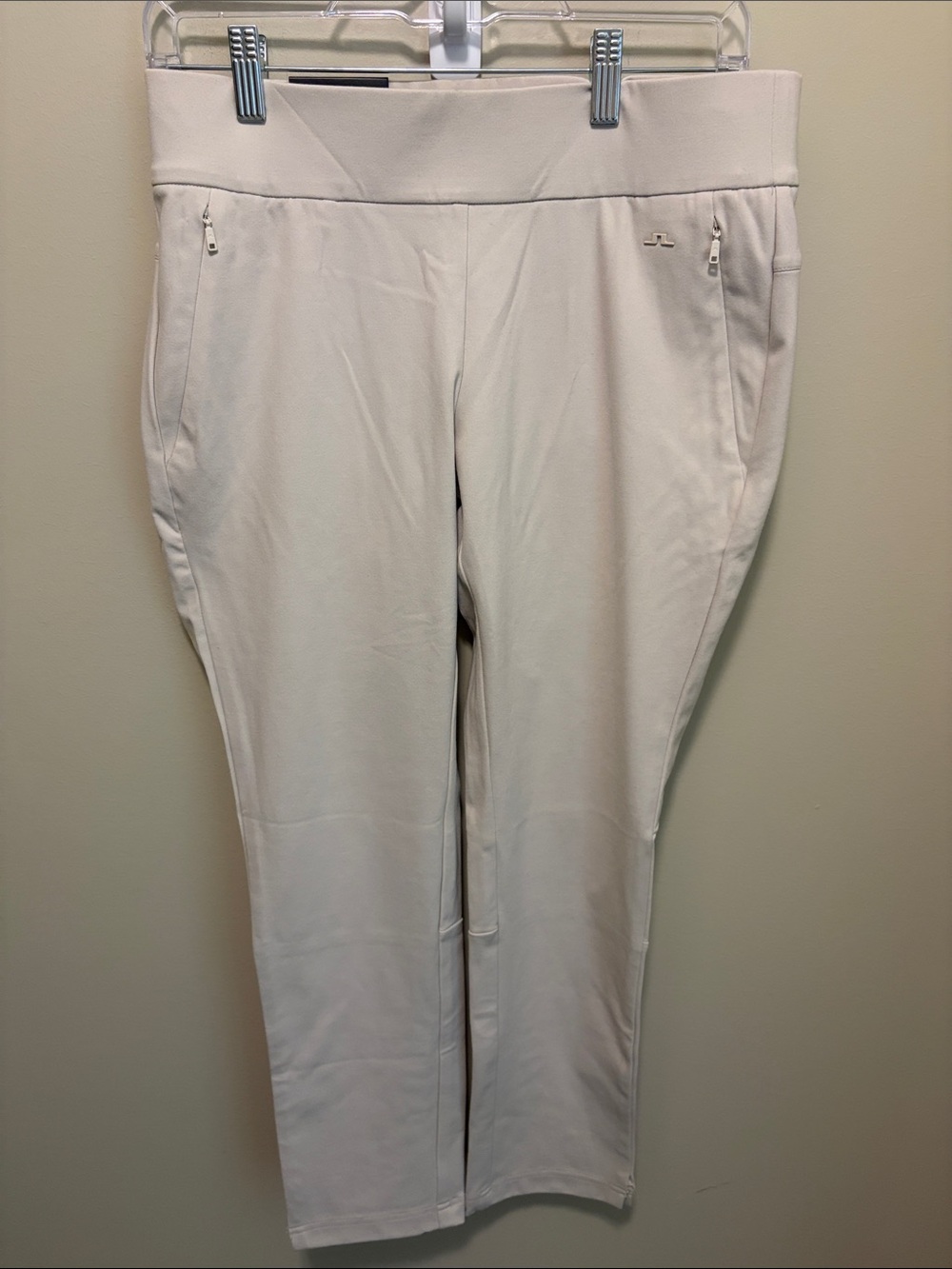 J. Lindeberg Cream Straight-Leg Ponte Pull-On Pants